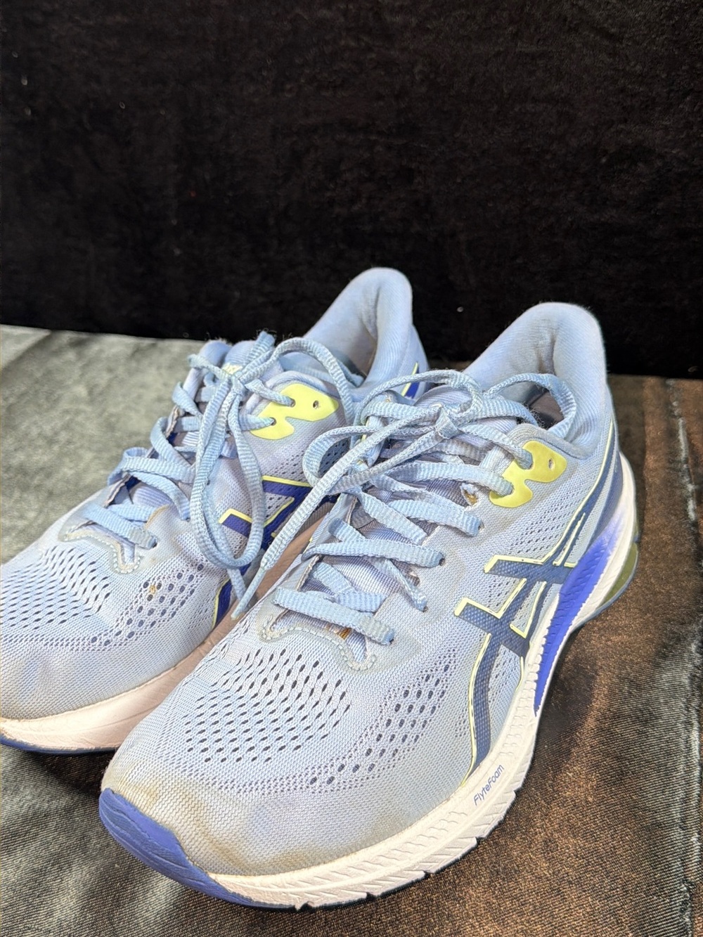 ASICS Women's Pale Blue Running Sneakers with Yellow Accents